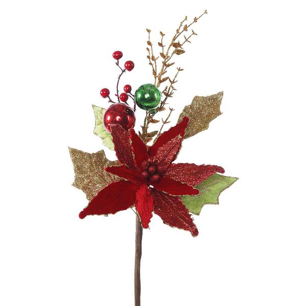 17" Red Velvet Poinsettia Spray (3 pack)