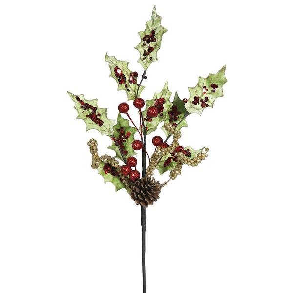 22" Holly/Berry/Sequin Spray (4 pack)