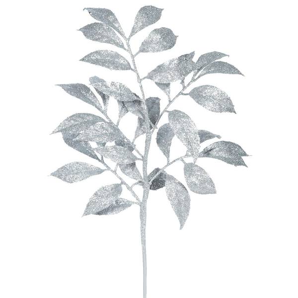 17" Silver Glitter Camelia Spray (6 pack)