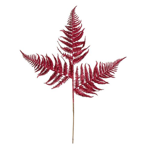 22" Burgundy Glitter Fern Spray (6 pack)