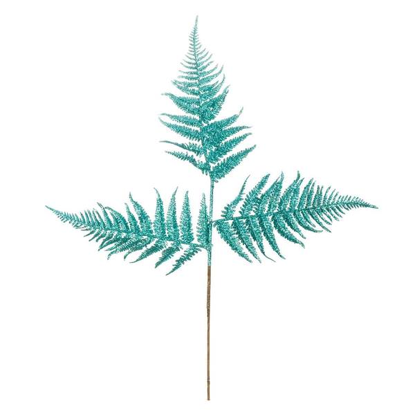 22" Turquoise Glitter Fern Spray (6 pack)
