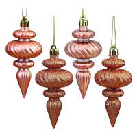 View 4" Rose Gold 4 Assorted Finish Finial Ornament (8 pack)