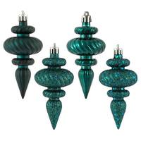 View 4" Sea Blue 4 Assorted Finish Finial Ornament (8 pack)