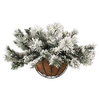 Vickerman 19" x 30" Artificial Flocked Mixed Pine Wall Basket 35 Warm White Battery Operated Lights with Timer