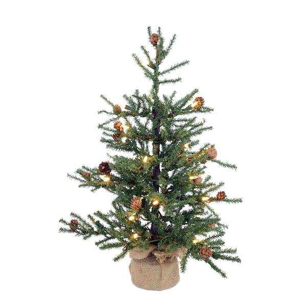 2' Artificial Carmel Pine Tree with 35 Warm White LED Lights