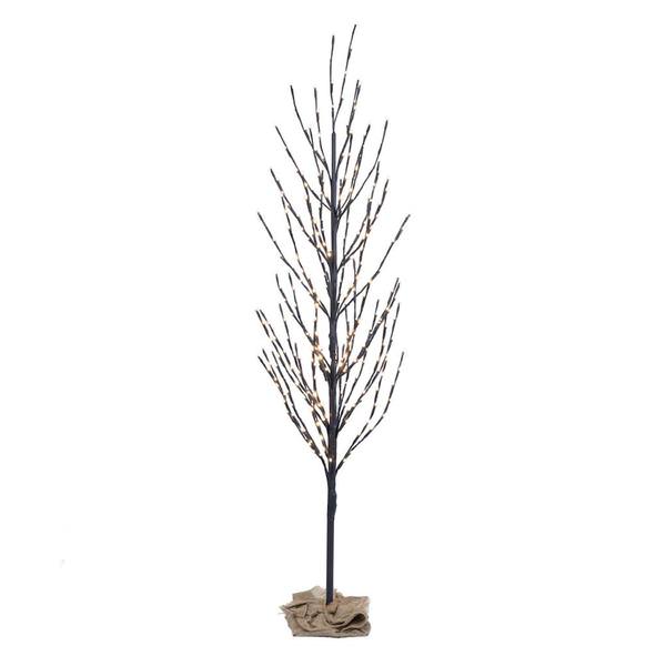 3' Artificial Brown Tree with 200 Warm White LED Lights