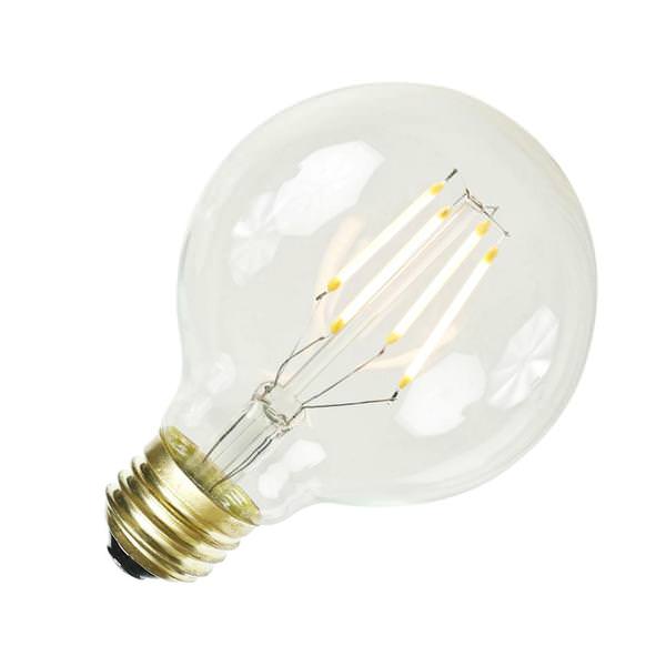 3.2 watt 120 volt G80 Medium Screw Base 2200K Warm White Dimmable LED Filament