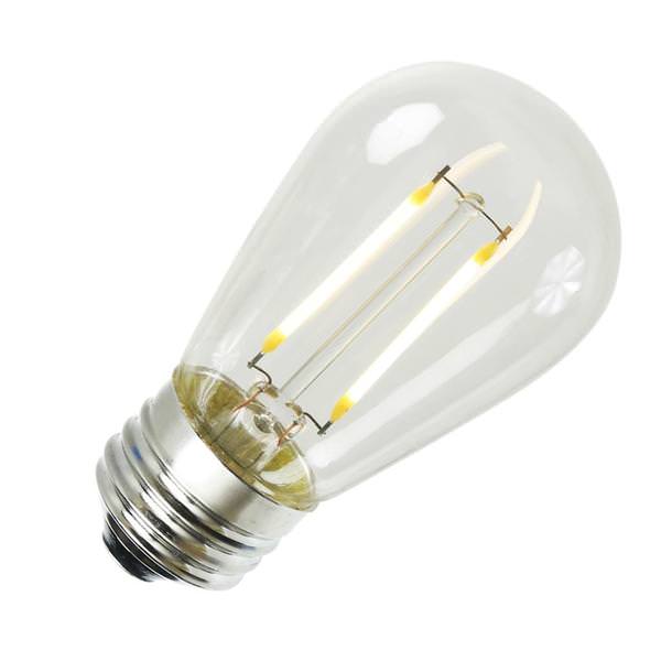 1.6 watt 130 volt S14 Medium Screw Base Dimmable Warm White Transparent LED Filament Bulb