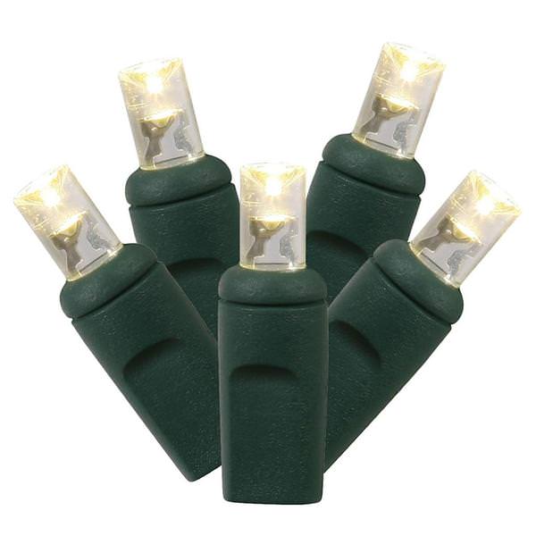 70 Light 35' Green Wire Warm White Wide Angle LED Lights with 6" Spacing
