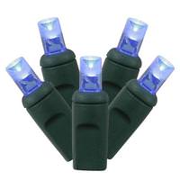 Vickerman 70 Light 35' Green Wire Blue Wide Angle LED Lights with 6" Spacing