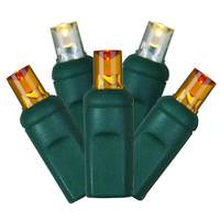 Vickerman 70 Light 35' Green Wire Amber / Warm White Wide Angle LED Lights with 6" Spacing