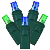 Vickerman 70 Light 35' Green Wire Blue / Green Wide Angle LED Lights with 6" Spacing