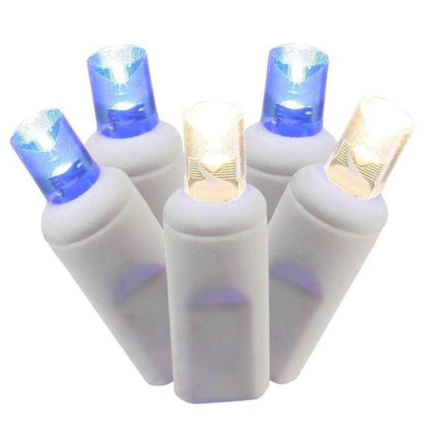 70 Light 9' White Wire Blue / Pure White Wide Angle LED Icicle String with 3.5" Spacing