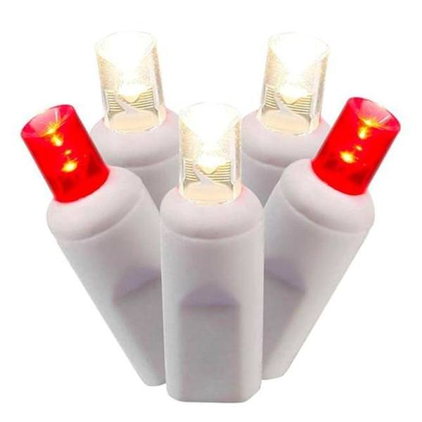 70 Light 9' Red / Pure White Wide Angle LED 3.5" Spacing String Set