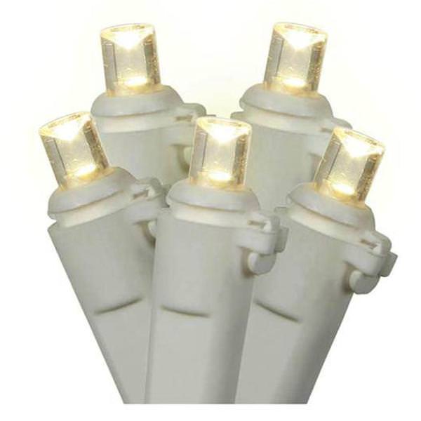 70 Light 9' White Wire Warm White Wide Angle LED Icicle String with 3.5" Spacing