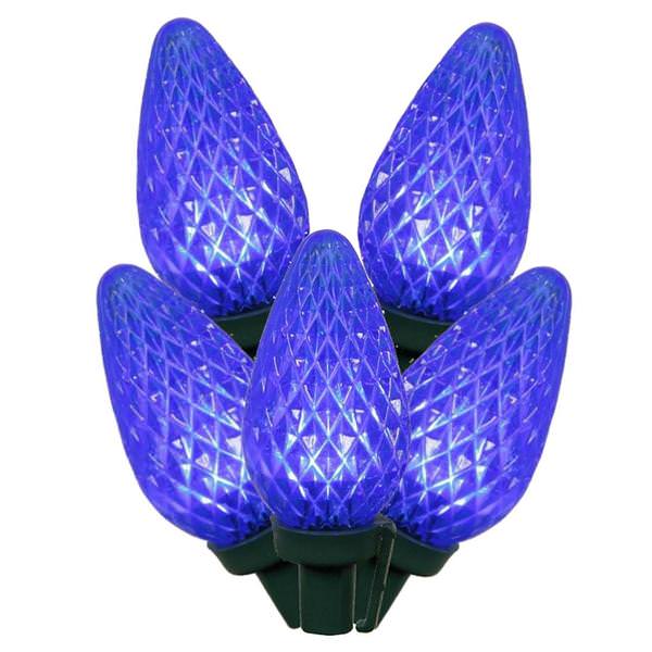 25 Light 16' Green Wire Blue LED C9 String with 8" Spacing