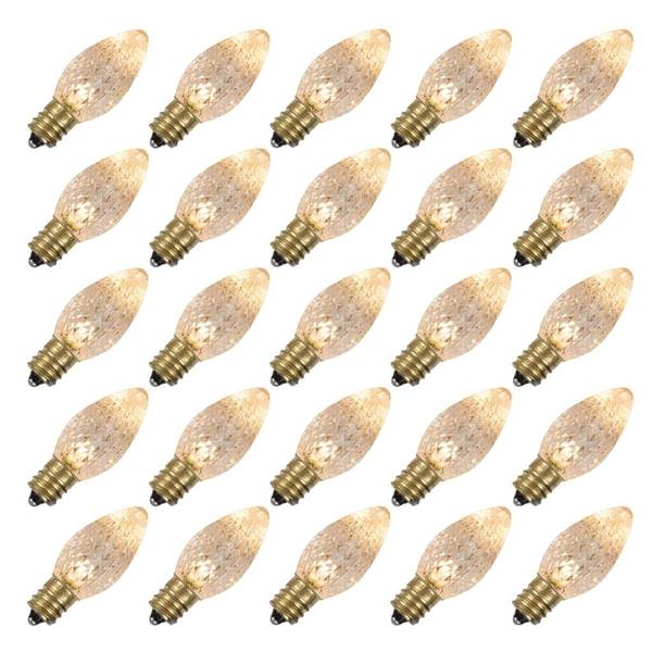 C7 Candelabra Screw Base Warm White LED Faceted (25 pack)