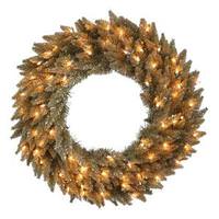 Vickerman 24" Artificial Antique Champagne Wreath 50 Warm White LED Lights