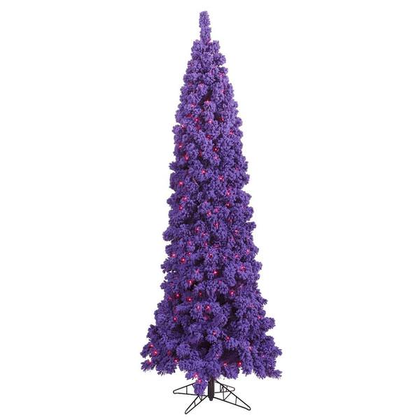 5.5' x 22" Flocked Purple Pencil 150 Purple Miniature Lights