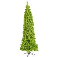 View 6.5' x 27" Flocked Lime Pencil Tree with 250 Lime LED Lights