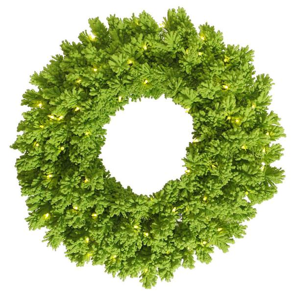 24" Artificial Flocked Lime Wreath 50 Lime LED Lights