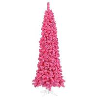 Vickerman 6.5' x 27" Flocked Pink Pencil Tree with 250 Pink LED Lights
