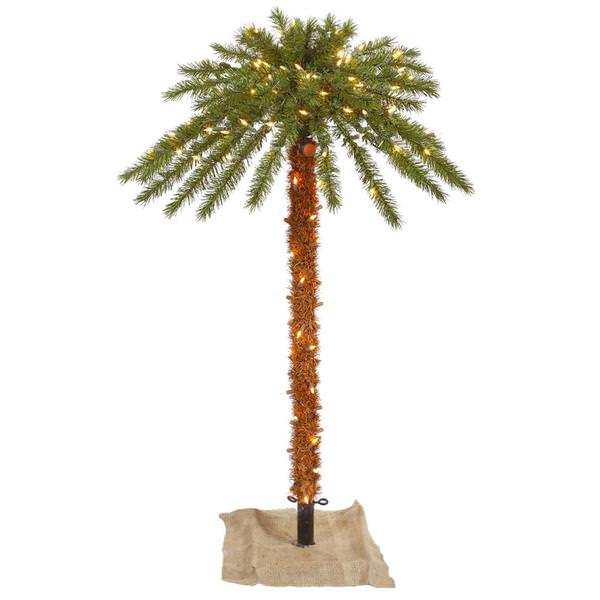 6' Artificial Outdoor Palm Tree 300 Clear Lights