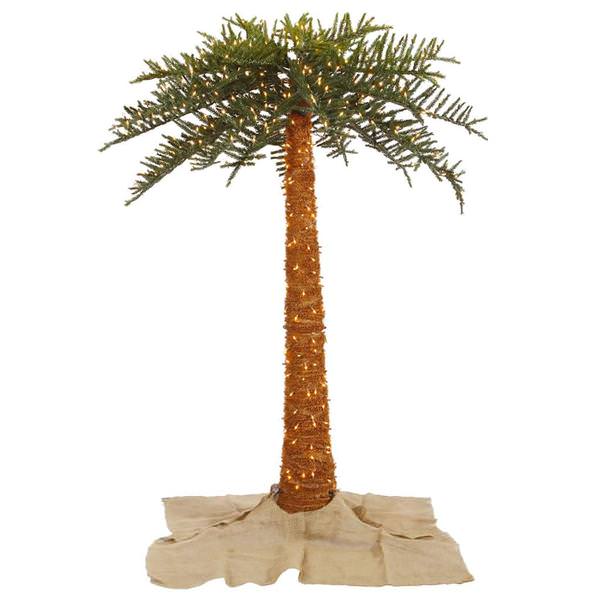 10' Artificial Outdoor Royal Palm Tree 1100 Clear Miniature Lights
