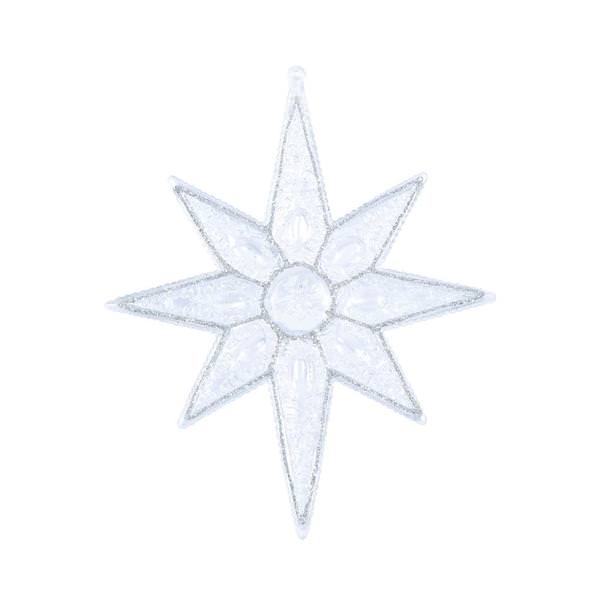 7" White Sculptured 8 Point Star Ornament (6 pack)