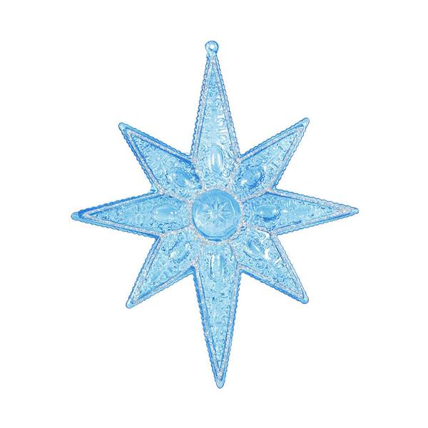 7" Blue Sculptured 8 Point Star Ornament (6 pack)