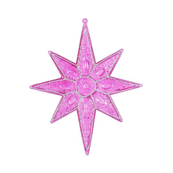 7" Magenta Sculptured 8 Point Star Ornament (6 pack)