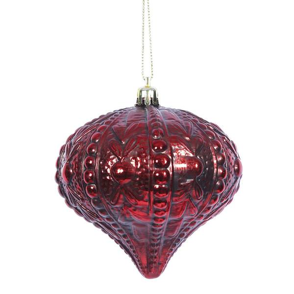 4" Antique Red Sculptured Onion Ornament (6 pack)