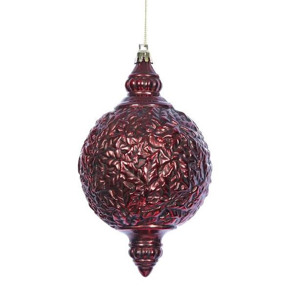6.5" Antique Red Sculptured Drop Ornament (4 pack)