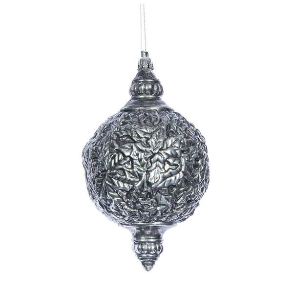 6.5" Antique Silver Sculptured Drop Ornament (4 pack)