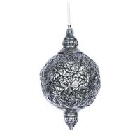 Vickerman 6.5" Antique Silver Sculptured Drop Ornament (4 pack)