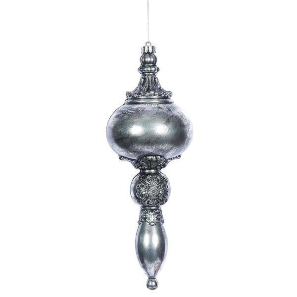 12" Antique Silver Scultped Finial Ornaments (2 pack)