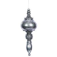 Vickerman 12" Antique Silver Scultped Finial Ornaments (2 pack)