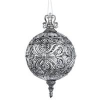 Vickerman 10" Antique Silver Sculptured Ball Ornament (2 pack)