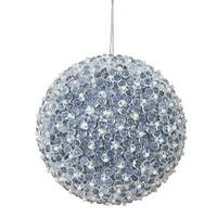 Vickerman 4" Pewter Acrylic Beaded Ball Ornament (4 pack)