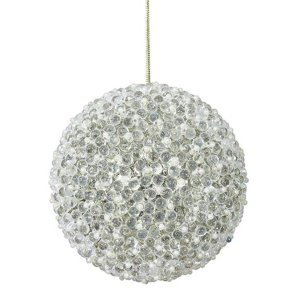 4" Champagne Acrylic Beaded Ball Ornament (4 pack)