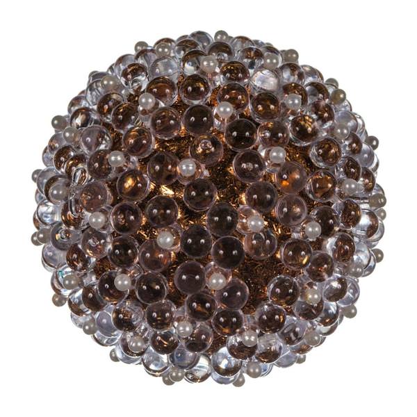6" Rose Gold Acrylic Beaded Ball Ornament (2 pack)