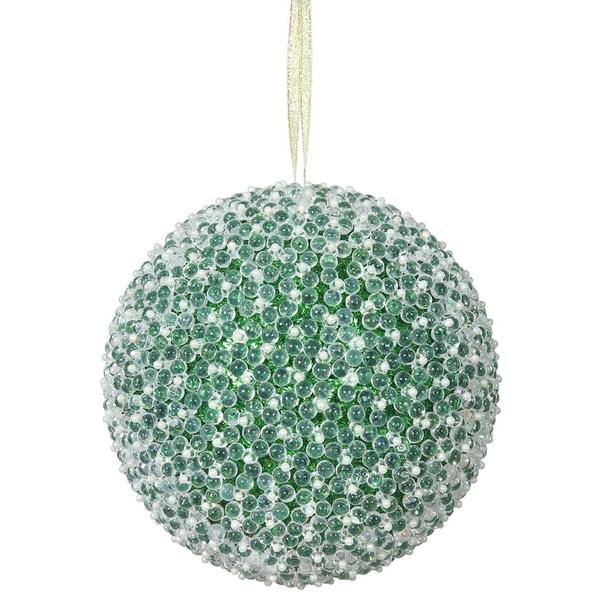 6" Green Acrylic Beaded Ball Ornament (2 pack)
