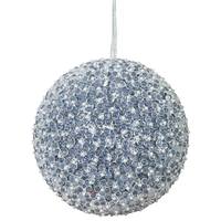 Vickerman 6" Pewter Acrylic Beaded Ball Ornament (2 pack)