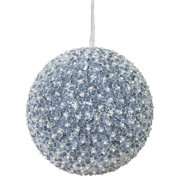 8" Pewter Acrylic Beaded Ball Ornament