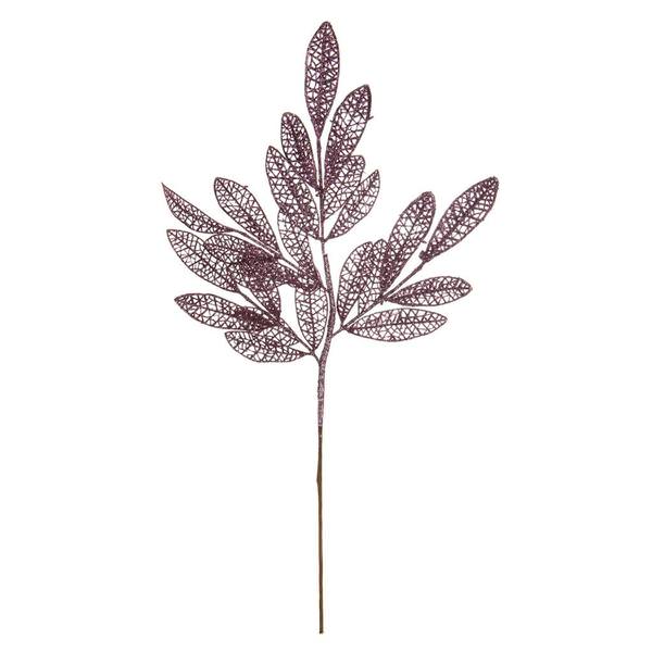 22" Artificial Mauve Glitter Mesh Bay Leaf Spray (12 pack)