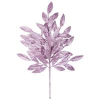 View 22" Mauve Glitter Bay Leaf Spray (12 pack)