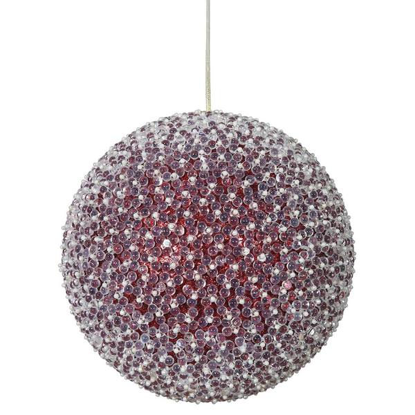 10" Red Acrylic Beaded Ball Ornament