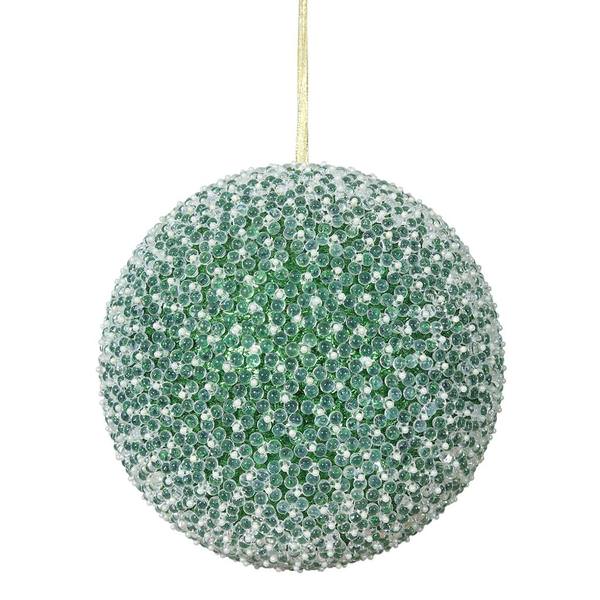 10" Green Acrylic Beaded Ball Ornament