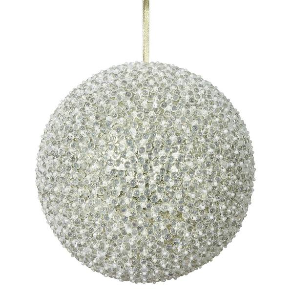 10" Champagne Acrylic Beaded Ball Ornament