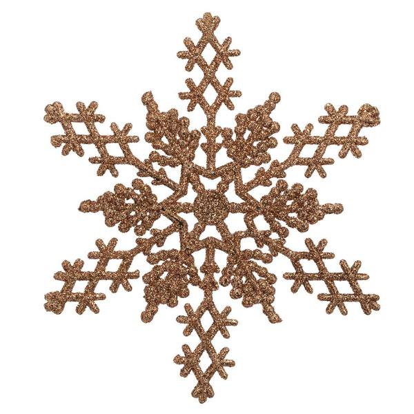 6.25" Rose Gold Glitter Snowflake Ornament (12 pack)